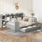 ANIROY Schlafsofa, Doppelbett, Stauraumbett, Massivholz Bettsofa Daybett Tagesbett mit Schreibtisch und Regalen, Multifunktionales Holzbett mit USB und 2 großen Ablagefächern