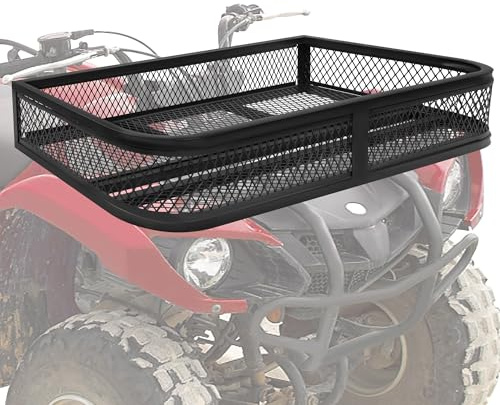 JY PERFORMANCE ATV Front Cargo Basket, Heavy Duty ATV Racks and Baskets for Camping, Fishing, Beach Side Hiking, 91.4 cm L x 43.9 cm W x 16.0 cm H