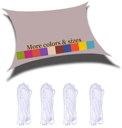 Toldo Vela de Sombra Rectangular 5x7m Impermeable PES Toldo Protección Rayos 98％ UV para Patio Jardín Balcón Exteriores, Amarillo Fluorescente, Caqui