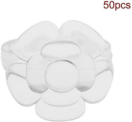 50Pcs ABS Nail Art Display Rings, Floral Design Nail Color Chart Practice Rings for Gel Polish Bottles, Salon Nail Technician Supplies (50 Pieces) (Rose transparent style)