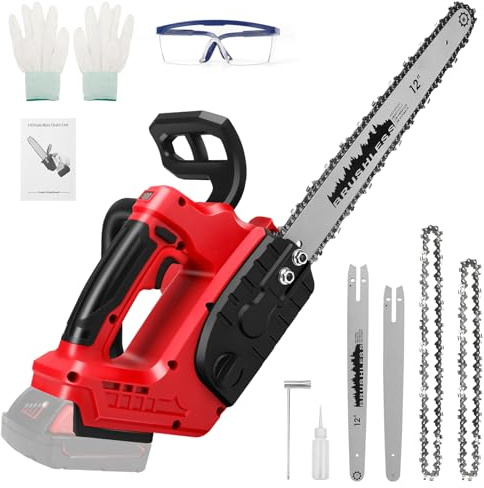 1100W Cordless Chainsaw for Milwaukee 18V Battery | 2 IN 1 12 Inch & 10 Inch, Brushless, Ideal for Logs, Branches, Trees & Firewood Cutting