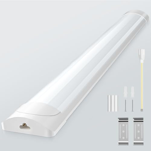 Sararoom 40W LED Feuchtraumleuchte Werkstattlampe 115CM 4800LM Röhre Leuchtstoffröhre - 4500K Neutralweiß Verknüpfbar Deckenleuchte, IP65 Wasserdicht Wannenleuchte für Büros Garage Keller Warenhaus