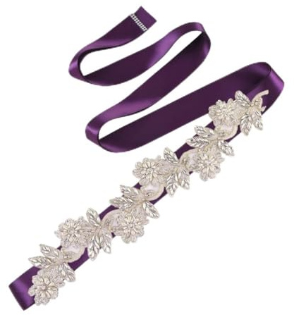 Cintura da sposa da donna con strass gioiello cintura per abito formale accessori da sposa, Nastro viola., Etichettalia unica