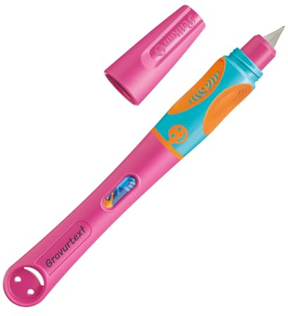 Pelikan griffix® Füllhalter für Linkshänder, Lovely Pink, mit Laser-Gravur, Ergonomisches Schreiblernsystem