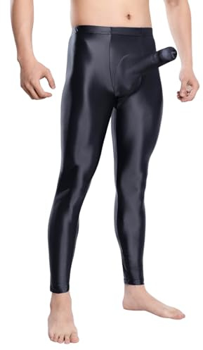 Modeewel Herren Öl Herrenstrumpfhose Unterwäsche Lange Unterhose Glänzende Strumpfhose Mit Hülle Öl Glanz Leggings Glossy Nylon Unterhose