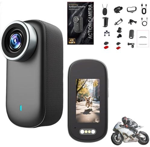 Zephviora Mini Action Cam für Fahrrad Motorrad, Sport und Vlog-Aufnahmen, 4K UHD & 150° Weitwinkel IP65 wasserdichte Bodycam, Kleine WiFi Actioncam Helm Kamera mit 1,47-Zoll-Display und Magnetisch