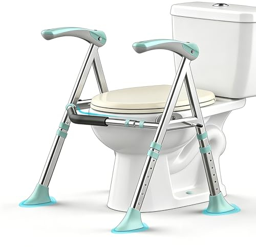 Adjustable Aluminium Toilet Frame for Disabled and Elderly | 330lbs Heavy Duty Toilet Frame for Disabled and Elderly, Non-Slip Foldable Bathroom Aids for Pregnant Post-Surgery Users