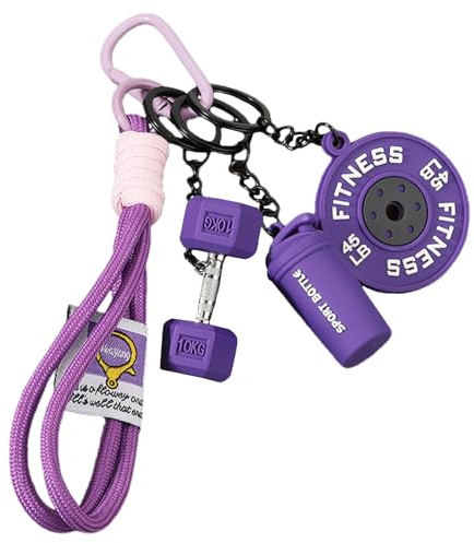 Hantel Schlüsselanhänger Zerlegbar,Fitness Schlüsselanhänger Mit Hantel Design Für Damen Herren,Niedliche Bag Charm Aus PVC Für Tasche Gym Zubehör,Sportgeschenk Für Viele Anlässe Fitnessstudio (Lila)