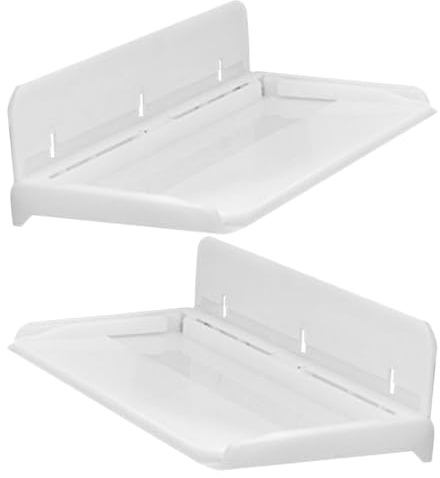 LALADEFIEE 2pcs White Foldable Floating Shelves for Bedroom and Home Decor, Sturdy Ps Material with Minimalist Sleek Design, Versatile Use Wall Mounted Storage Rack over Bed Or Kitchen