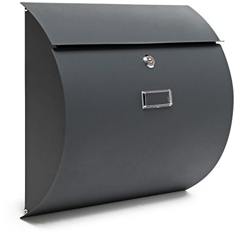 Wiltec Boîte aux lettres murale ou sur pied design V17, Verrouillable, Gris anthracite, Acier galvanisé, 375 x 108 x 330 mm, avec Porte-nom