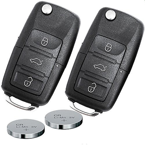 Mando a distancia para llave de coche, 2 carcasas de 3 botones + 2 pilas CR2032 para VW/SEAT/Skoda (hasta 11/2009) 2T