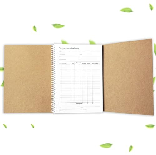 Tabellarischer Aufmaßblock Bauleistungen – Aufmaßblock für Handwerker als Aufmaßbuch für Skizzen, 1 Stück A4, selbstdurchschreibend, 2x50 Blatt, in stabiler Ringbindung, extra stabiler Umschlag