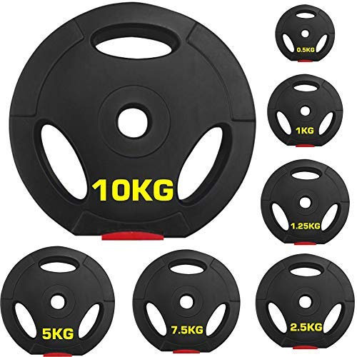 TnP Accessories Vinyl Standard Wegiht Plate for Dumbells Barbell Strength Training, Weightlifting Black, 1-Inch for Weight Lifting Hip Thrust, Tri Grip Weight Plates for Gym Training (1.25KG x 1)