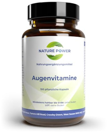 Augenvitamine - für den Erhalt normaler Sehkraft - ohne Zusatzstoffe - 100 Kapseln im Braunglas - gentechnikfrei und für Vegetarier geeignet - von Nature Power