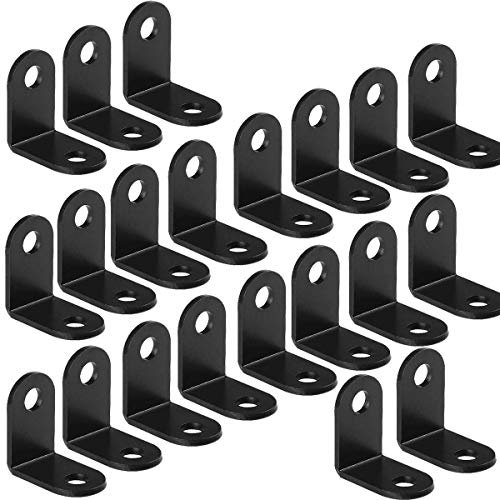 STARVAST 20 Squadra di fissaggio a 90 gradi ad angolo retto, 26 x 26 mm Squadra angolare Squadra d'angolo in acciaio Staffa d'angolo, Squadra di montaggio Nero per il fissaggio di mobili