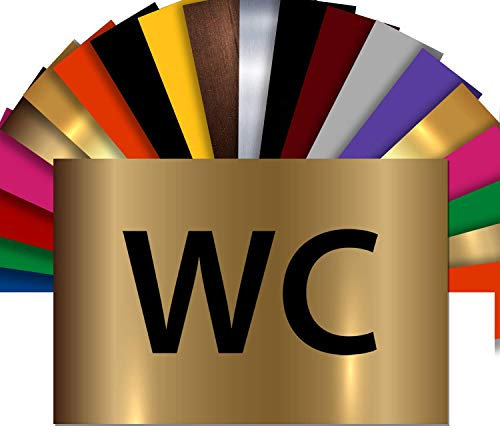 Plaque Signalétique WC Toilettes – Plaque De Porte Adhésive PVC 10 x 15 cm – 20 Couleurs Disponibles (Or Antique Métallisé)