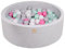 MEOWBABY Piscina de Bolas 90X30cm/200 Bolas ∅ 7Cm Piscina de Bolas Certificada para Niños Hecha en EU (90 x 30 cm, Gris Claro: Transparente/Gris/Blanco/Rosa Claro/Menta)