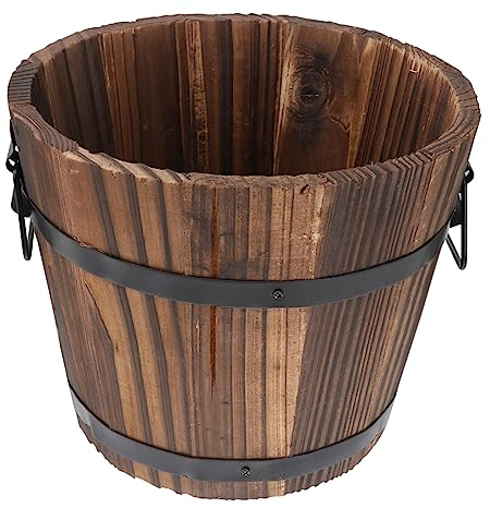 Blumentopf Gross -Blumentöpfe Whiskey-Fass Übertopf Garten Eimer Großer Pflanztopf für Innen Außen Garten Terrasse Dekoration Größe L Fensterbank Innen