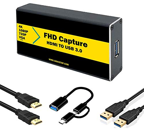 HDMI-Videoaufnahme, HDMI auf USB 3.0 HD, Wiedergabe und Aufzeichnung von Videospielen in Echtzeit 4K / 1080p, für PS3 PS4 Xbox One-Key-Switching