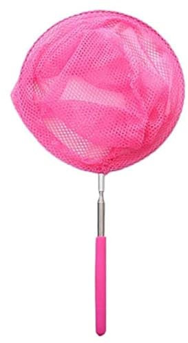 34” Kids Extendable Fishing Mesh Net Butterfly Bug Insect Fish Crab Catcher with Telescopic Handle Garden Pond Toy, Ideal for Children Extendable from 37cm to 86cm (Pink)