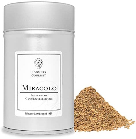 Boomers Gourmet - Miracolo Gewürz nach Miracoli Spaghetti Klassiker, Authentische Miracolo Gewürzmischung für ein Delikates Pasta-Tomatensauce Erlebnis - Gewürzdose 11,5 cm - 90 g
