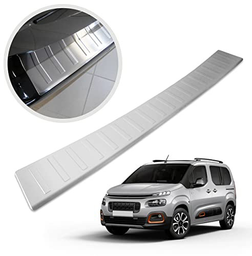 CHROMEMASTER | Ladekantenschutz Stoßstangenschutz | Kompatibel mit Citroen Berlingo 2019- | Gebürsteter Edelstahl, Silber Matt; Unsere Lackschutzleiste Sichert den Heckstoßfänger vor Kratzern