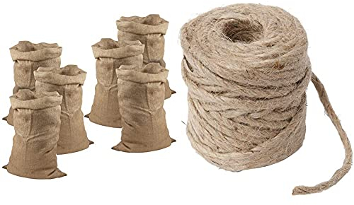 Meister Jutesäcke 105 x 60 cm - 6er Set - 50 kg Traglast - Ökologische Säcke aus Naturfaser - 100% Jute - Strapazierfähig & Windhager Jute-Schnur Jutegarn Bindegarn Bindeschnur, 4mmx50m,06158, beige