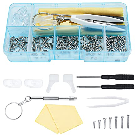 LUXUU Kit Riparazione Occhiali, Viti per Occhiali Kit Set Cacciaviti Viti per Occhiali Micro Dadi Pinzette Mini Cacciavite per Occhiali Orologi Cellulare Occhiali da Sole