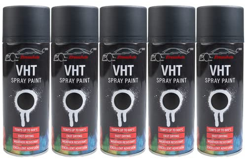 Xtremeauto Spray Paint Aerosol Car VHT Primer Matt Gloss Metallic Wood Metal Plastic UPVC PVC Cladding (5 Cans, VHT Black (High Temp))…