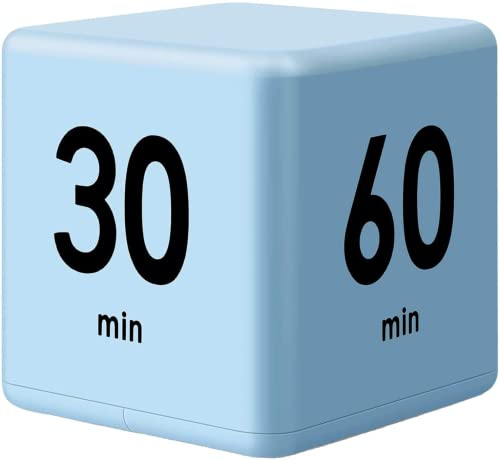 Feilifan Cube Küchen Timer Übungs Schwerkraftsensor Flip Timer für Zeitmanagement und Countdown-Einstellungen (15-20-30-60 Minuten, Blau)