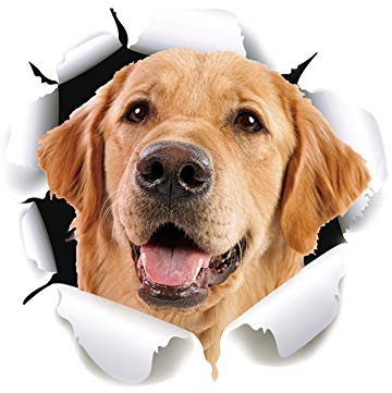ihreesy 3D Hund Autoaufkleber,Golden Retriever Hundeaufkleber 3D Hund Wandaufkleber PVC Simulation Lustige Aufkleber Motorrad Dekoration Auto Aufkleber