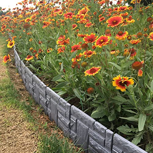 Rasenkante Stein, Beeteinfassung, Beetumrandung, Effect Rasenkanten Mähkante Rasenkante Erdspieß Palisade Garten 6 Stücke 1.5M (Gray)
