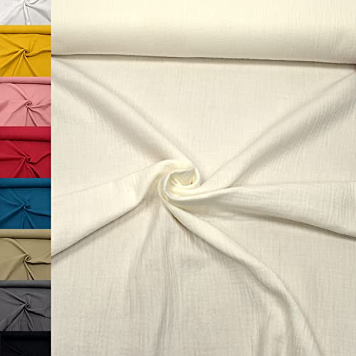 MAGAM-Stoffe Greta Musselin Stoff Double Gauze uni Oeko-Tex Meterware 50cm (02. Natur)