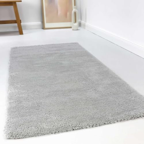 Wecon Home Kuschelig weicher Esprit Hochflor Teppich, bestens geeignet fürs Wohnzimmer, Schlafzimmer und Kinderzimmer RELAXX (70 x 140 cm, hellgrau)