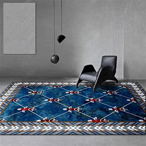 RUGMRZ Tapis Chinois 70 x 140 cm Chambre Enfants Garcon Bleu Motif Imprimé Géométrique Salon Moderne Design