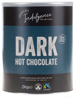 Indulgence Collection Dark Hot Chocolate 2kg, 80 Servings – Fairtrade and Vegan Cocoa Powder – Rich and Velvety Drinking Chocolates, Perfect for Any Occasion