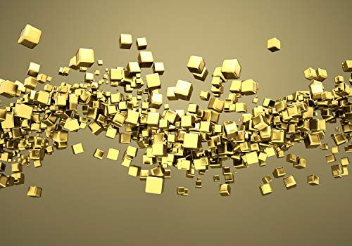 wandmotiv24 Fototapete Würfel Gold Edel, 200 x 140cm - selbstklebende Strukturtapete, Wanddeko, Wandbild, Wandtapete, Glanz, 3D-OIptik M0765