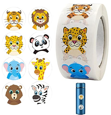 Wontool Tieretikettenaufkleber, Entzückende Farm Animal Sticker Sheets, 2,5 cm große Geschenkanhänger-Aufkleber, kleine Aufkleber, Belohnungsaufkleber, perfekt für Kleinkinder und Kinder