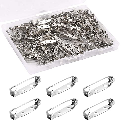 200 Stück Silber Brosche Pins Sicherheitsnadeln 25mm Broschennadeln Verschlussnadeln Rücken Stangennadeln für Schmuck Handwerk Abzeichen Corsage