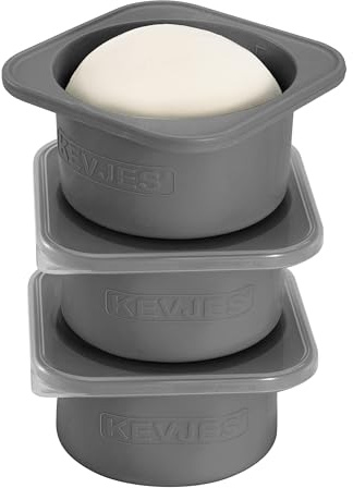 KEVJES PLUS Große 1000 ml Pizzateig-Gärboxen für selbstgemachte Handwerkspizza, lebensmittelechtes Silikon, stapelbare Behälter mit Deckeln, Gefrierschrank, Kühlschrank, spülmaschinenfest (3Space Grey