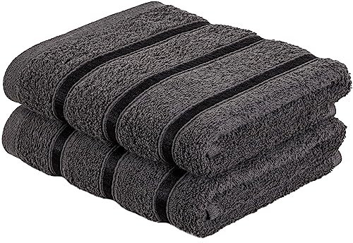 A2Z Luxurious 100% Cotton Charcoal Color Towels 500 GSM Soft Absorbent Set Of 2 Hand Towels (51x81 cm)