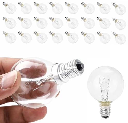 Supernic 25-Pack G40 LED String Lights with E12 Base, 7W Incandescent Equivalent Bulbs for Festoon Outdoor Lighting