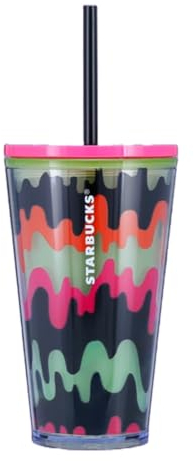 Starbucks 2023 Halloween Limited Edition Drippy Wave Tumbler Dekorieren mit gruseligen Aufklebern – leuchtet im Dunkeln, Grande40 ml
