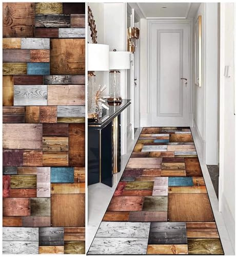 DTUQYX Teppich Läufer Flur Küche rutschfest Waschbar 60 x 200CM, Polyester Waschbar und Dauerhaft, Schlafzimmer Muster Carpet, für Wohnzimmer Büro Esszimmer, Anpassbar Teppichläufer Meterware