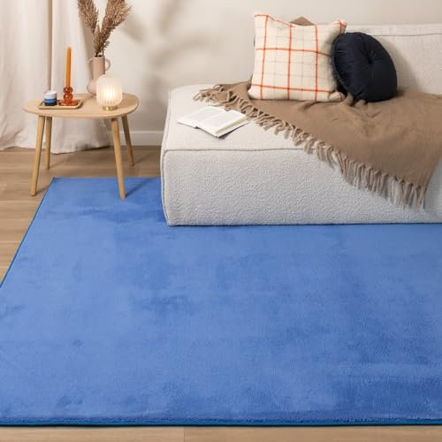 FRAAI | Home & Living Waschbarer Teppich - Vivid Blau - Polypropylen - Kurzflor - Einfarbig - Waschbar in Waschmaschine - Modern - Wohnzimmer, Esszimmer, Kinderzimmer, Schlafzimmer - Carpet