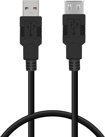Waytex 11391 Rallonge Câble USB 2.0 Mâle A vers Femelle A 0,60 m, Noir, pour imprimante, scanner, webcam, souris, clavier et tous périphériques USB