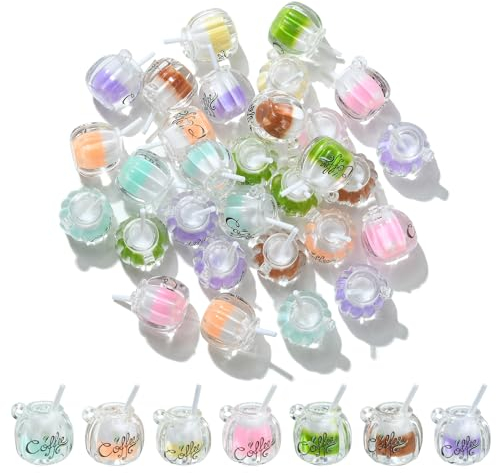 UR URLIFEHALL Lot de 30 breloques lumineuses en acrylique pour tasse à café et bouteille de thé pour la fabrication de bijoux, porte-clés, loisirs créatifs