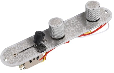 Electric Guitar Prewiring Control Plate Wiring Loaded Pre-Wired 3 Way Switches Knobs for Telecaster Parts (GE205 Nickel Colour)
