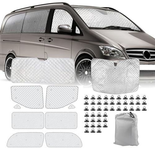 Eysbiy 10-Stück Sonnenschutz Frontscheibe Innen für Mercedes-Benz V-Klasse III W447 2014–2024 (LWB), Sonnenschutz Mercedes V Klasse Auto Frontscheibenabdeckung, 100% Verdunkelnd