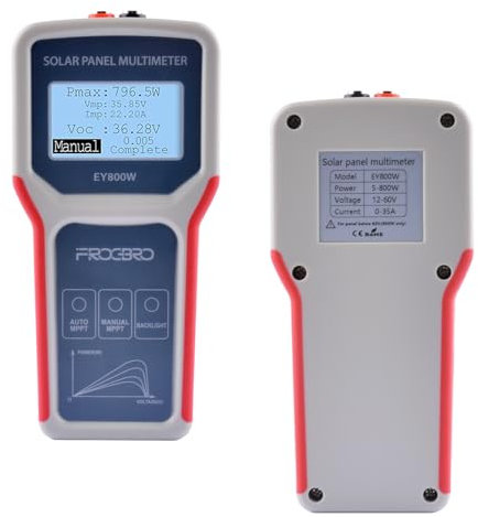 owootecc Solarpanel Tester Photovoltaik Panel Multimeter Verbesserter Stil EY800W mit Ultraklarem LCD Display, Smart MPPT Tool zur Fehlersuche bei Leerlaufspannung für Solar PV Tests (EY 800W)